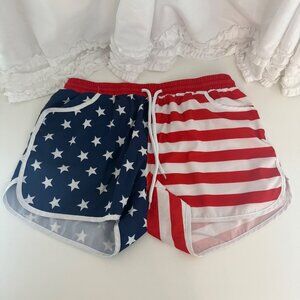 American Flag Womens Athletic Running Swimming Shorts Medium
